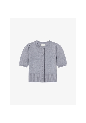 Womens Ro&Zo Buttoned Short-Sleeve Wool and Cashmere-Blend Cardigan