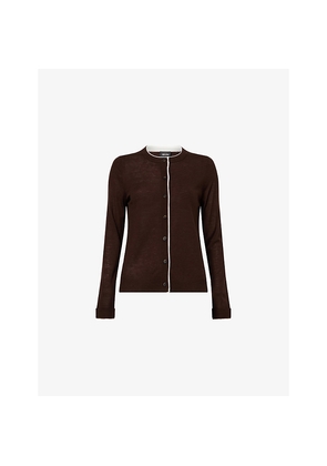 Womens Me And Em Barely There Slim-Fit Merino-Wool and Cashmere-Blend Cardigan