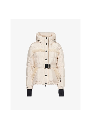 Womens Moncler Grenoble Mondim Metallic Shearling Down Ski Jacket