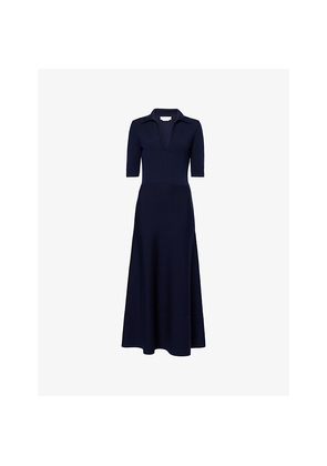 Womens Gabriela Hearst Bradley Polo-Collar Wool-Blend Midi Dress