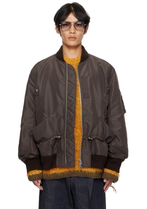 sacai Brown Nylon Twill Blouson Bomber Jacket