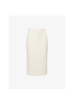 Womens Roland Mouret Split-Vent Boucle-Knit Midi Skirt