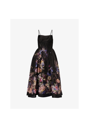 Womens Zimmermann Luna Beaded Linen-Silk Midi Dress