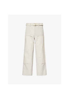 Mens Sacai Duck Tonal-Panel Canvas Trousers
