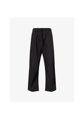 Mens Simone Rocha Knee Pleat Daisy Faux-Pearl Embellished Cotton Trousers