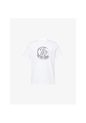 Mens Moncler Crewneck Embroidered-Logo Cotton T-Shirt