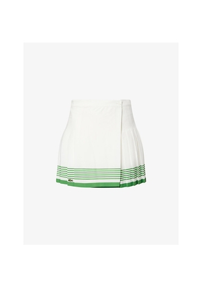 Womens Lacoste Logo-Patch Pleat Woven Tennis Skirt