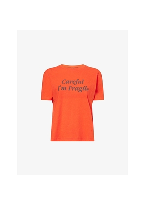 Womens Gimaguas Careful Text-Print Cotton T-Shirt