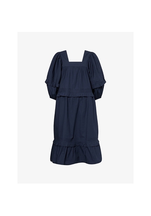 Womens Skall Studio Alice Square-Neck Cotton Midi Dress