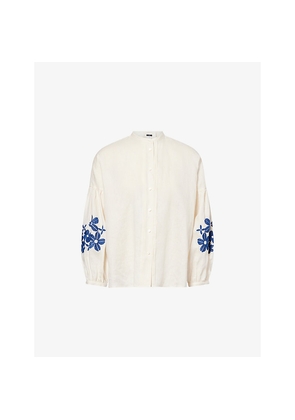 Womens Weekend Max Mara Floral-Embroidery Linen Shirt