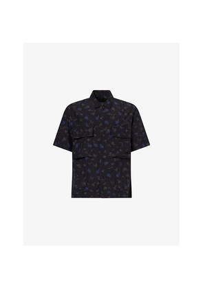 Mens Sacai Floral-Print Short-Sleeve Cotton-Blend Shirt