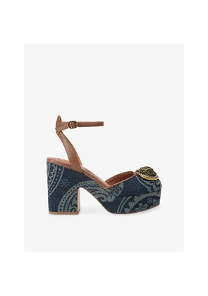 Womens Kurt Geiger London Chelsea Denim Platform Heels