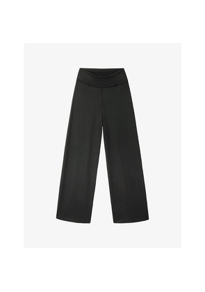 Womens The White Company Roll-Top Wide-Leg High-Rise Stretch-Modal Trousers