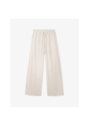 Womens The White Company Drawstring-Waist Wide-Leg Mid-Rise Cotton Trousers