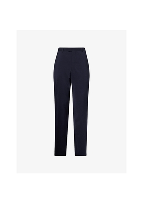Mens Emporio Armani Straight-Leg Seersucker Wool-Blend Trousers
