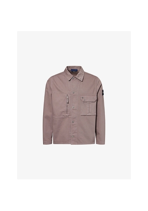 Mens Stone Island Brand-Badge Bull Denim Overshirt