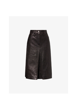 Womens Rabanne Croc-Effect Leather Midi Skirt