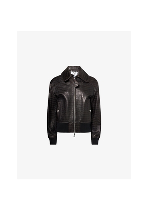 Womens Rabanne Croc-Effect Leather Jacket
