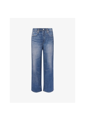 Womens Rag & Bone Printed-Stripe Featherweight Stretch-Denim Jeans