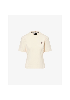 Womens Moncler Grenoble Logo-Patch Contrast Cuff-Trim Cotton T-Shirt
