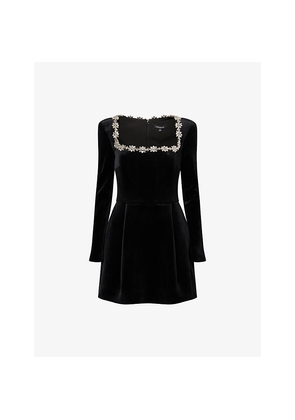 Womens Nadine Merabi Kimberly Embellished Velvet Mini Dress