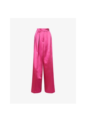 Womens Dries Van Noten Pamplona Wide-Leg Satin Trousers