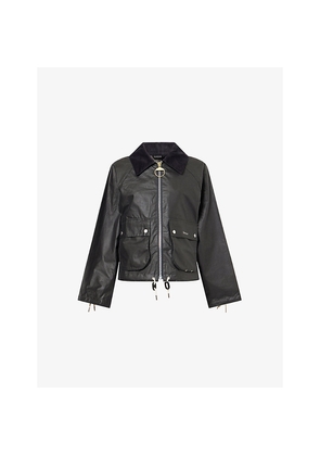 Womens Barbour Marron Waxed-Cotton Jacket