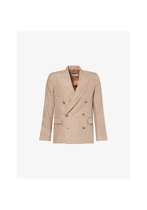 Mens Simkhai Lucas Double-Breasted Linen Blazer