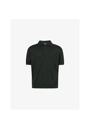 Mens Tom Ford Open-Collar Short-Sleeve Cotton and Silk-Blend Polo Top