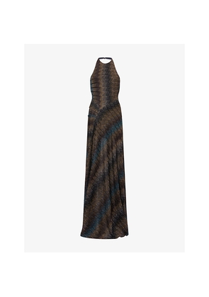 Womens Missoni Snake-Pattern Halter-Neck Viscose Lamé Gown