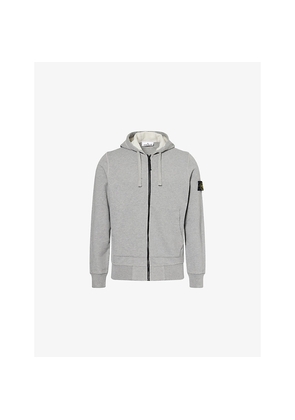 Mens Stone Island Brand-Badge Zip-Through Cotton Hoody