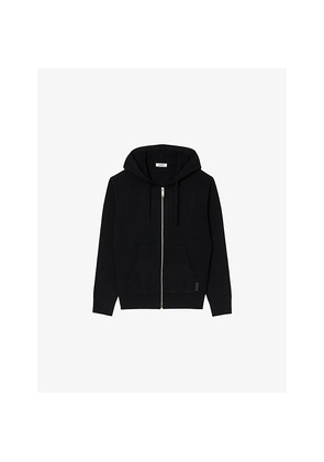 Mens Sandro Oversized-Fit Zip-Up Jersey-Knit Hoodie