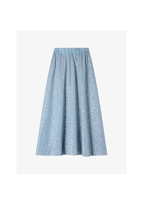Womens Sandro Sequined Elasticated-Waist Woven Maxi Skirt