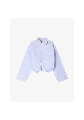 Womens Sandro Cropped Stripe-Print Cotton Shirt