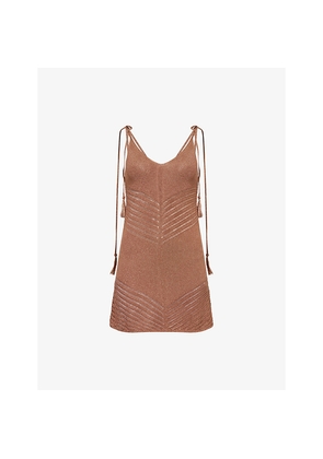 Womens Devon Windsor Halle Metallic-Knit Mini Dress