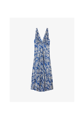 Womens Sandro V-Neck Floral-Print Woven Maxi Dress