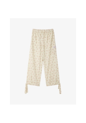 Womens Sandro Floral Wide-Leg Cotton Trousers