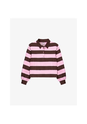 Womens Ro&Zo Striped Relaxed-Fit Cotton Rugby Shirt