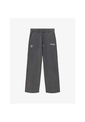 Mens Allsaints Emblem Brand-Embroidered Cotton-Jersey Jogging Bottoms