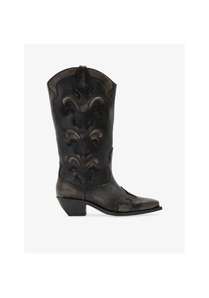 Womens Allsaints Dolly Western Heeled Leather Boots