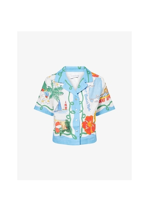 Womens Seafolly Viva Printed Linen-Blend Shirt