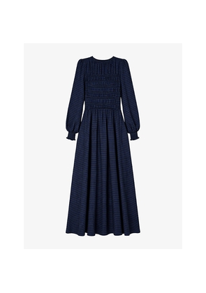 Womens Ro&Zo Checked Shirred-Bodice Woven Maxi Dress