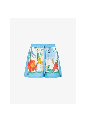 Womens Seafolly Viva Graphic-Print Linen-Blend Shorts