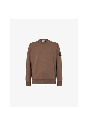 Mens Stone Island Brand-Badge Crew-Neck Cotton-Jersey Sweatshirt