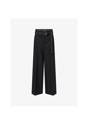 Womens Sacai Denim-Contrast Tailored Woven Trousers