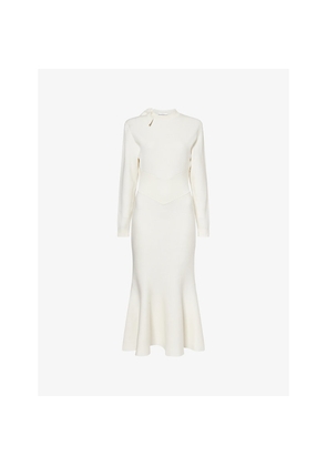 Womens Givenchy Bow-Embroidered Wool and Cotton-Blend Midi Dress