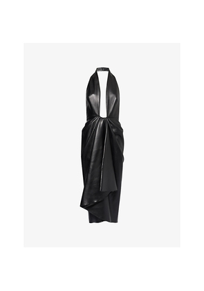 Womens Givenchy Draped Backless Leather Midi Dress