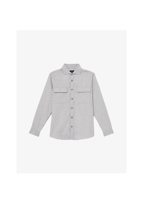 Mens Reiss Chamber Double-Pocket Brushed Stretch-Woven Overshirt