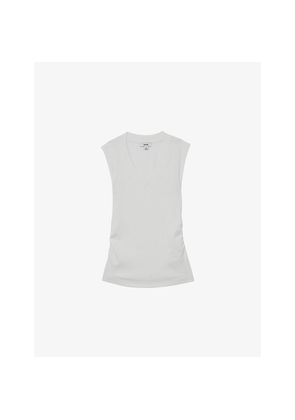 Womens Reiss Sandy V-Neck Ribbed Stretch-Cotton Vest