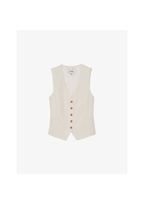 Womens Reiss Malin V-Neck Button-Through Woven Waistcoat